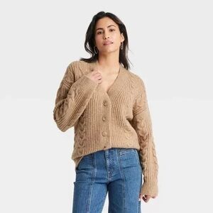 Universal Thread Women's Brown Cable Knit Cardigan